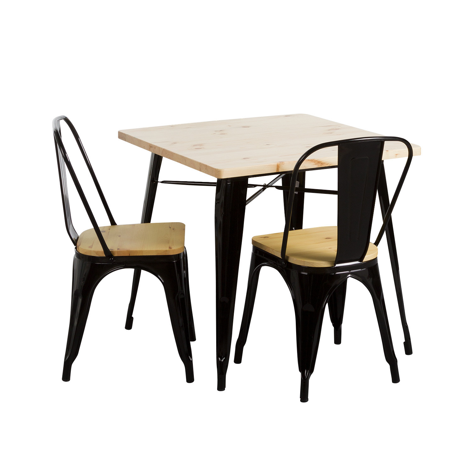 Conjunto Comedor Mesa Cuadrada y 2 Sillas Iron Wood Estilo industrial Thinia Home Conjuntos de Mesa y Sillas de Comedor 1